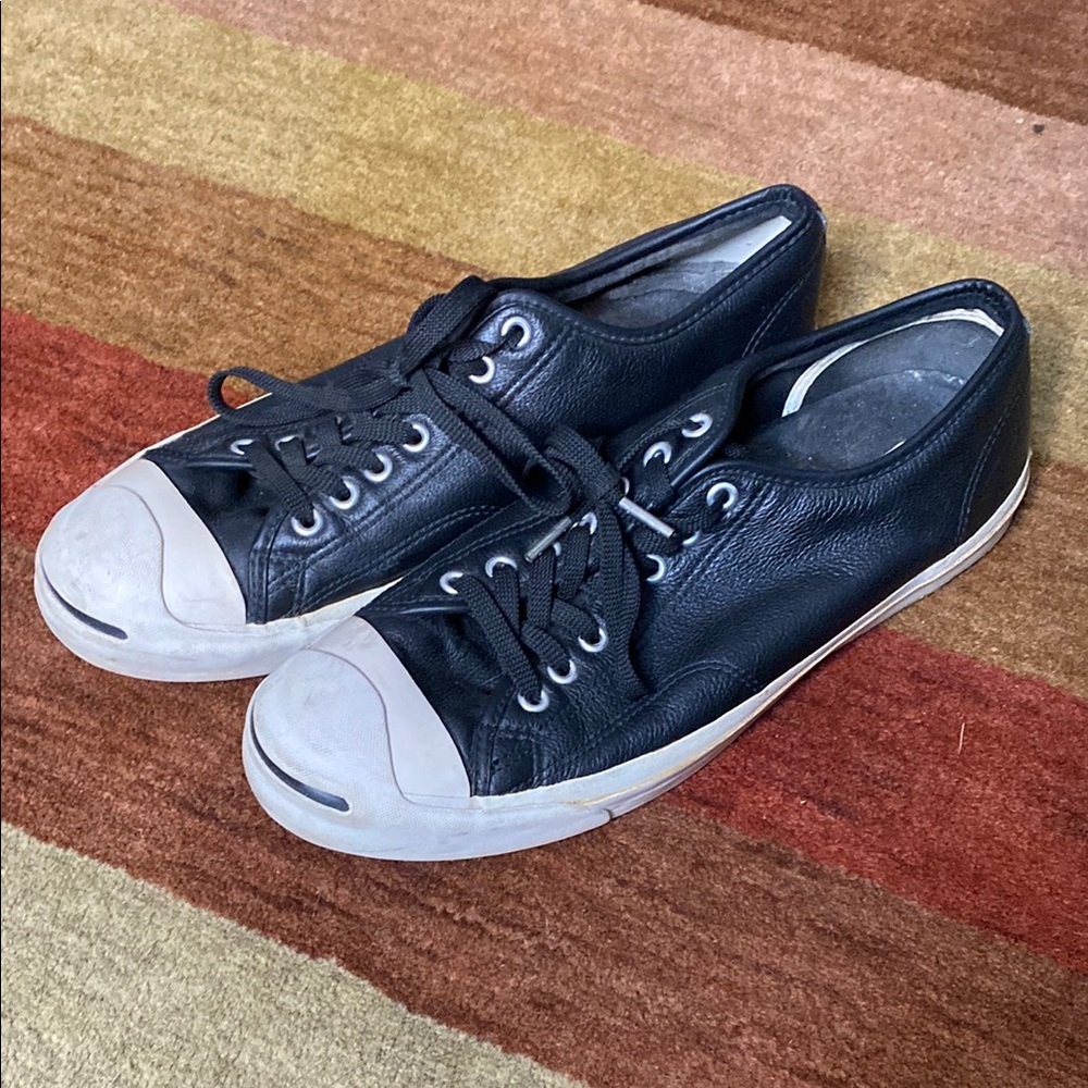 Converse Jack Purcell leather  Black and White Sneakers Classic Style